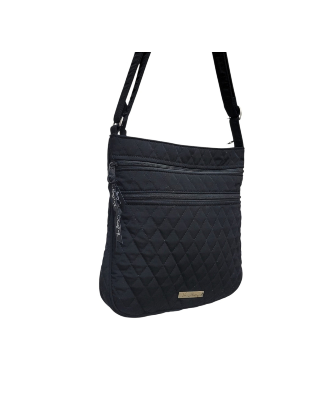 Vera Bradley Black Slim Quilted Adjustable Strap Shoulder Crossbody Purse Bag - Picture 2 of 6